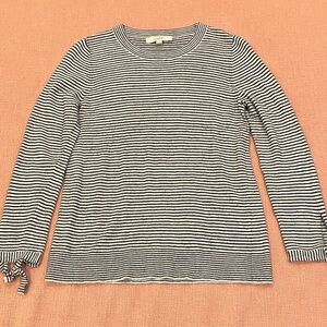 LOFT wool blend Black White Striped Knit Top wm’s medium
